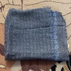 Eileen Fisher Blue Embroidered Scarf